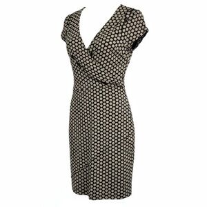 GAP Y2K Navy and White Floral Tiered Ruffled Dress Short Sleeves Crossover Sm